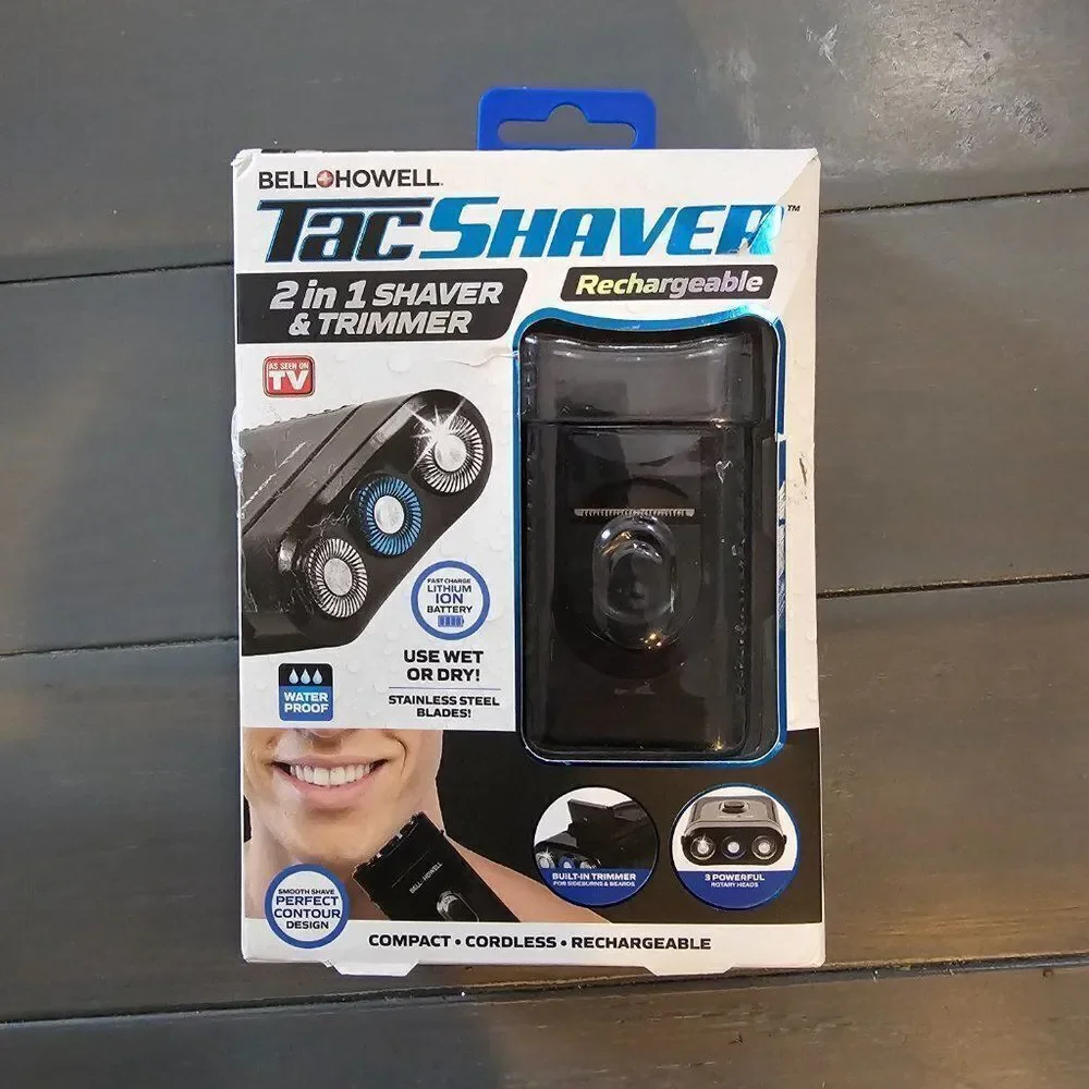 Bell + Howell Black 2 In 1 Compact Rechargeable Tac Shaver & Trimmer